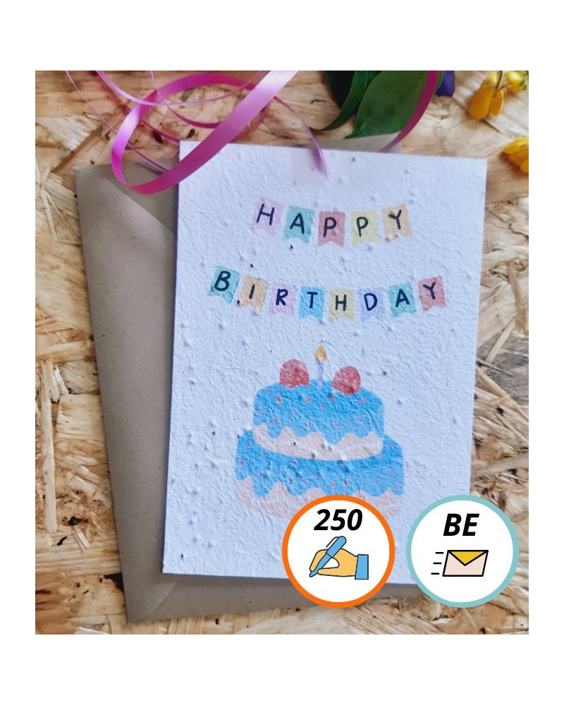 Kaart Happy Birthday met Taart - met verzending