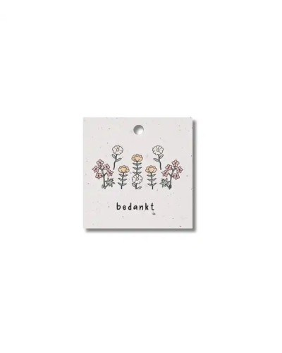 Bedankt bloemen - Set van 12 bloemkaartjes 70x70 mm - gepersonaliseerd met jouw logo