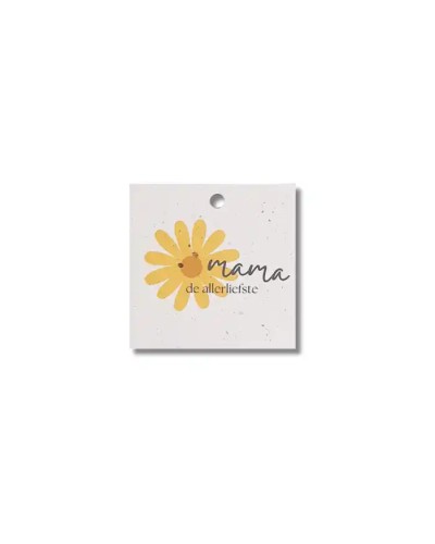 De allerliefste mama - Set van 12 bloemkaartjes 70x70 mm - gepersonaliseerd met jouw logo