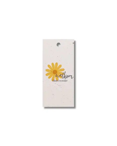 Welkom klein wonder - Set van 12 bloemkaartjes 105x50 mm - gepersonaliseerd met jouw logo